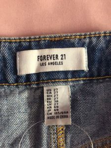 Forever 21 Ripped Denim Mini Skirt