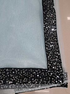 Elegant Light Blue Sequined Saree