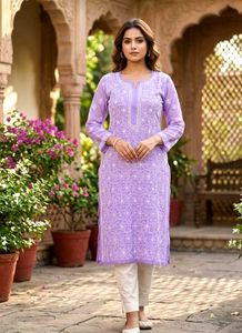Elegant Lavender Chikankari Kurta 🆕✨🌸💜