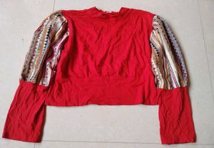 Red Puff Sleeve Top