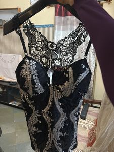 Sparkling Black Sequin Cami Top (M-L)