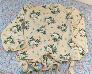 Floral Print Wrap Top with Tie Detail