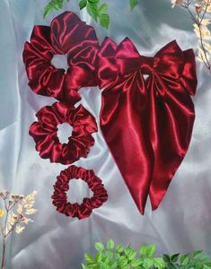 Shiny Satin Scrunchie Set & Bow