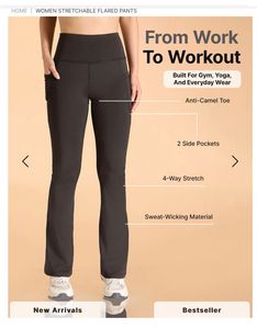WORKOUT BELL BOTTOM High Waist Pants With Pockets