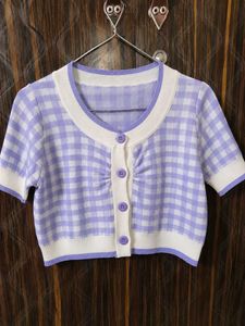 Cute Gingham Cropped Cardigan