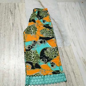 Vibrant Print Kurta with Lace Trim