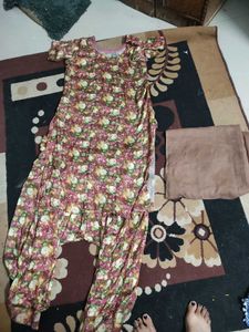 Floral Silk Suit And Patila Salwar