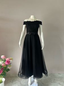Elegant Off-Shoulder Black Lace Dress