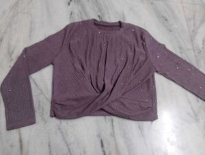 Sparkly Twist Front Crop Top