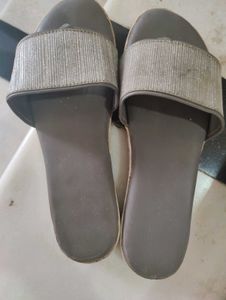 Sparkly Silver Slip-On Sandals