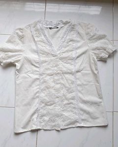 White semi sheer Top