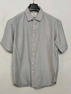 Korean Men's Grey Short Sleeve Shirt