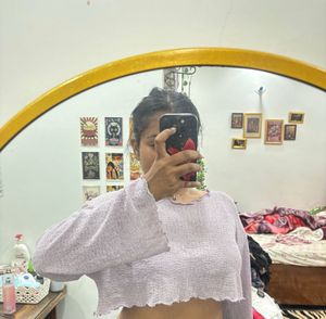 Lavender Bell Sleeve Cropped Top