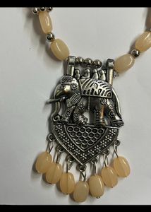 Silver Beaded Elephant Crafted Jewellery Set