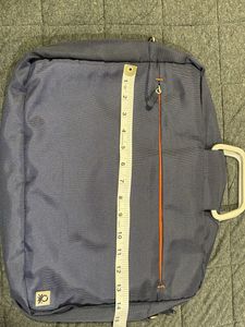 Navy Blue Laptop Bag with Orange Accent