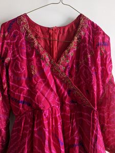 New Bandhani Crepe Pink Maxi dress