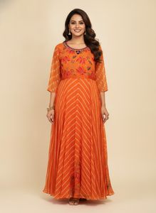 Vibrant Orange Anarkali Dress
