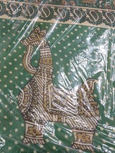 Beautiful Green Elephant Print Saree