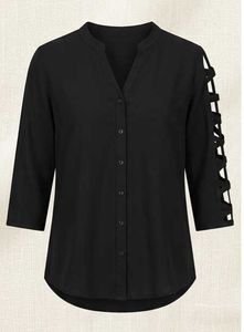 Chic Black Cut-Out Sleeve Blouse