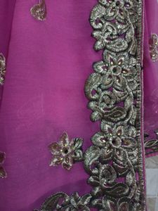 Embroidered Pink Saree