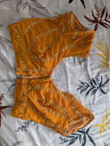 Vibrant Mustard Yellow Saree with Blouse