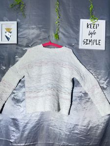 Cozy White Striped Sweater