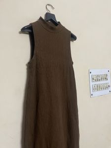 Sleeveless Mock Neck Ribbed Dress