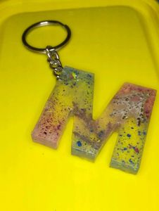 Resin 'M' Initial Keychain