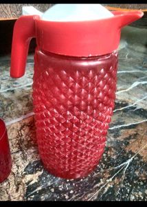 Red Pitcher and Glasses Set