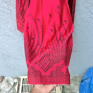 Vibrant Red Printed Kurta