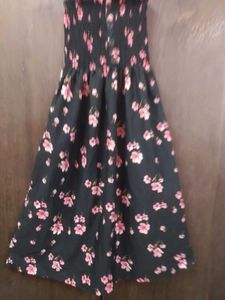 Black Floral Smocked Mini Dress