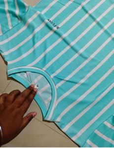 Teal and White Striped T-Shirt