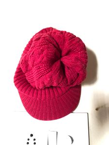 Korean red woollen hat for women