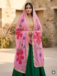 Embellished Floral Hand painted Dupatta