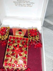 Red Stone Necklace and Earring Set