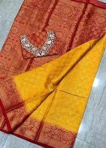 Elegant Yellow silk Saree