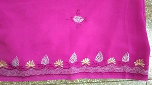 Elegant Pink Embroidered Saree