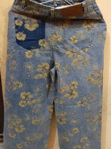 Floral Print Denim Jeans