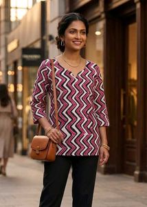 Boho Zigzag Print Kurta