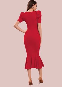 Elegant Red Mermaid Hem Dress