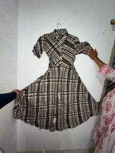 Checked Flared Dress(Xs) with gift