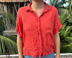 Vibrant Orange Loose Fit Top