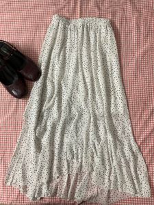 White Polka Dot Ruffle Skirt