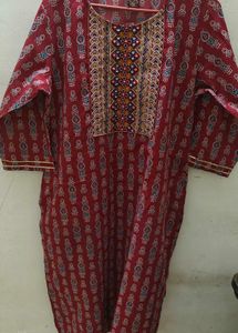 Maroon Printed Kurta