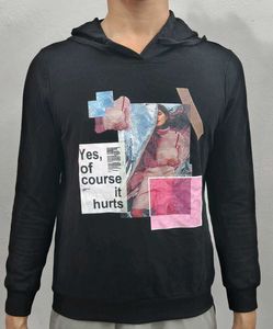 Black Graphic Print Hoodie