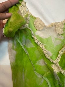 Green sheer Floral Print Dress