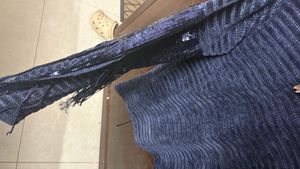 Unique Blue Knit Sweater with Detail