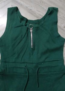 Green Sleeveless Zip-Up Dress