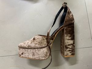 Brown Velvet Platform Heels