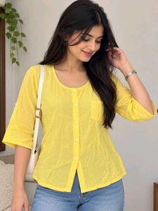 Bright Yellow Button-Up Top